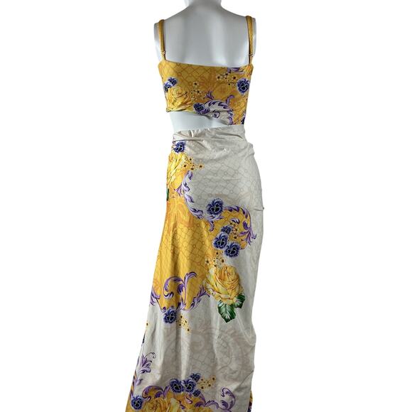 Agua Bendita x Revolve 'Siena' Yellow Polyester Midi Dress Size M - Picture 3 of 4